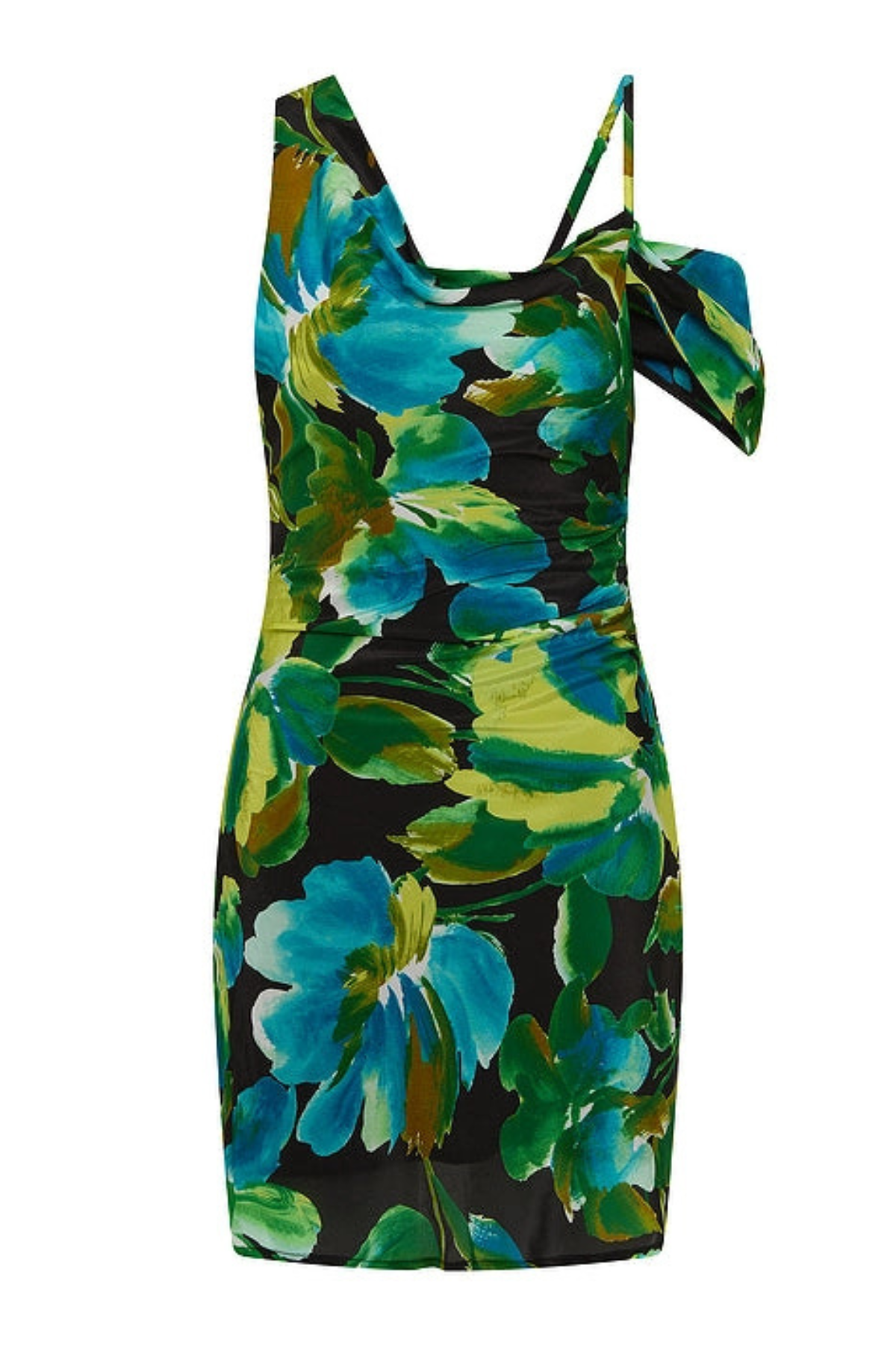 Tropicale Asymmetrical Black Floral Dress