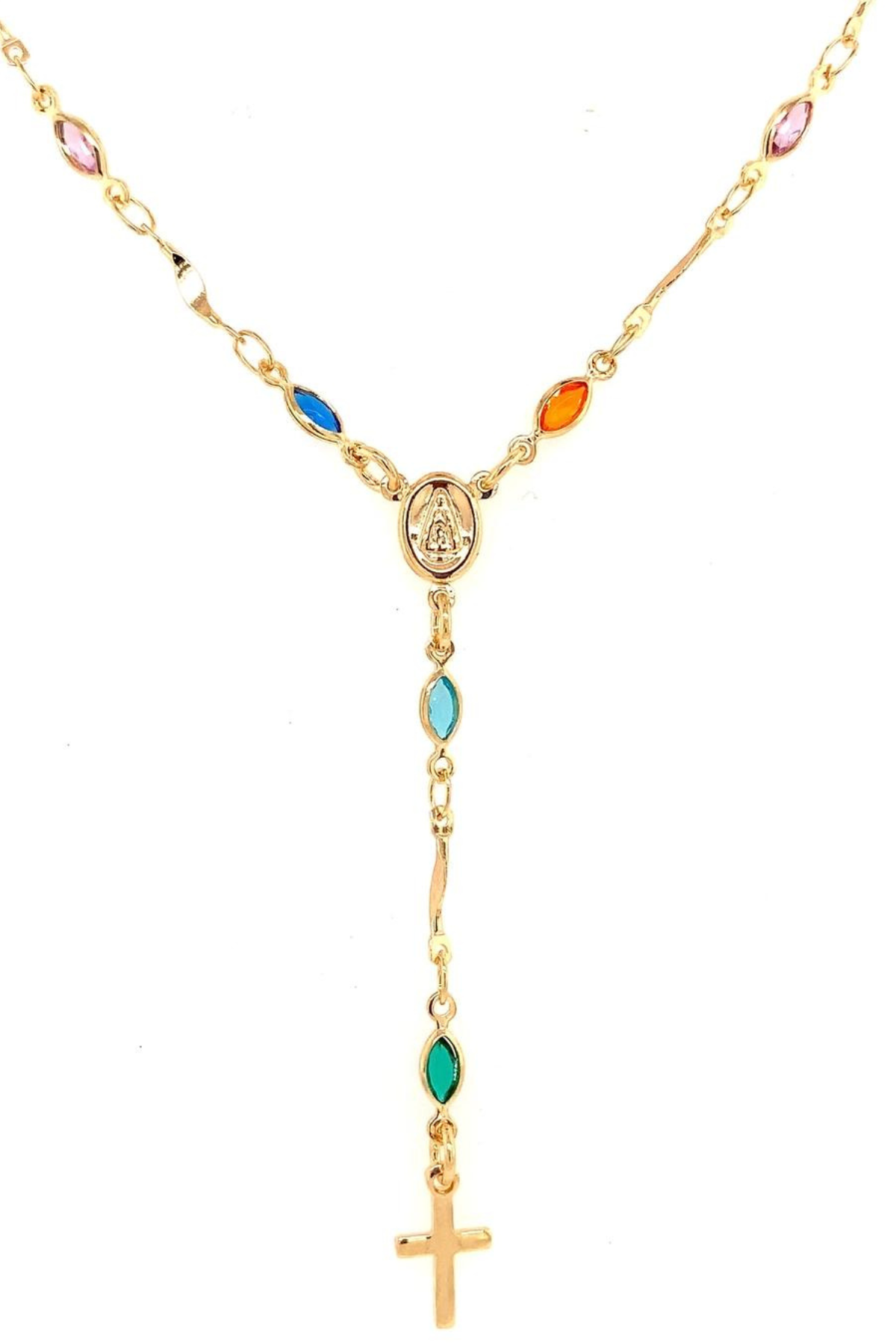 rosary gemstone gold filled necklace 