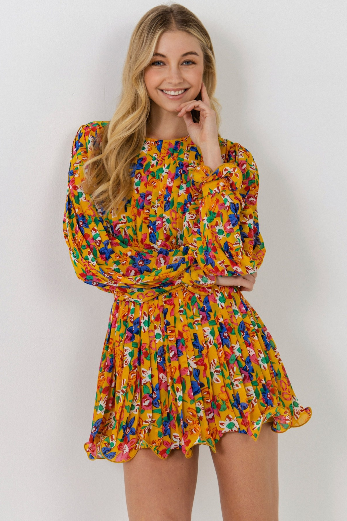 BROOKE FLORAL PLEATED CROP TOP