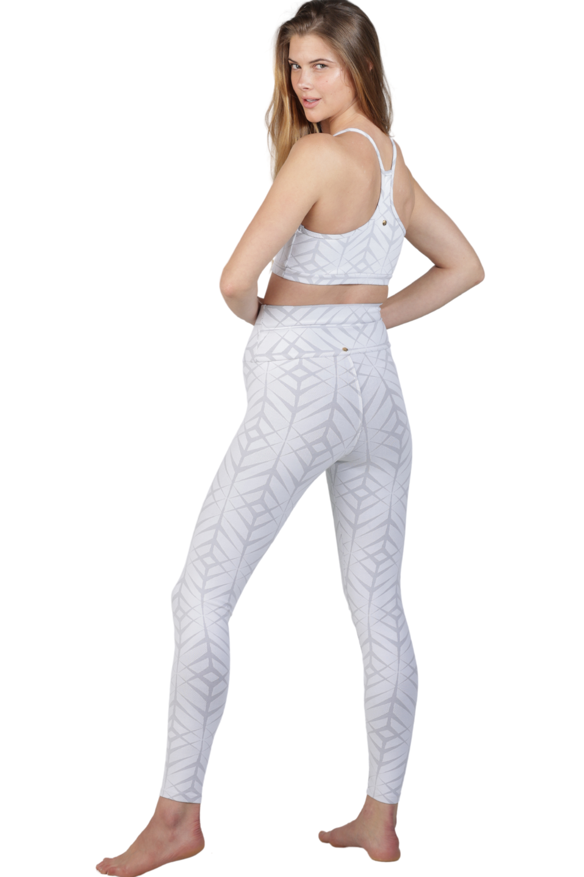 white jacquard mesh racerback activewear bra top