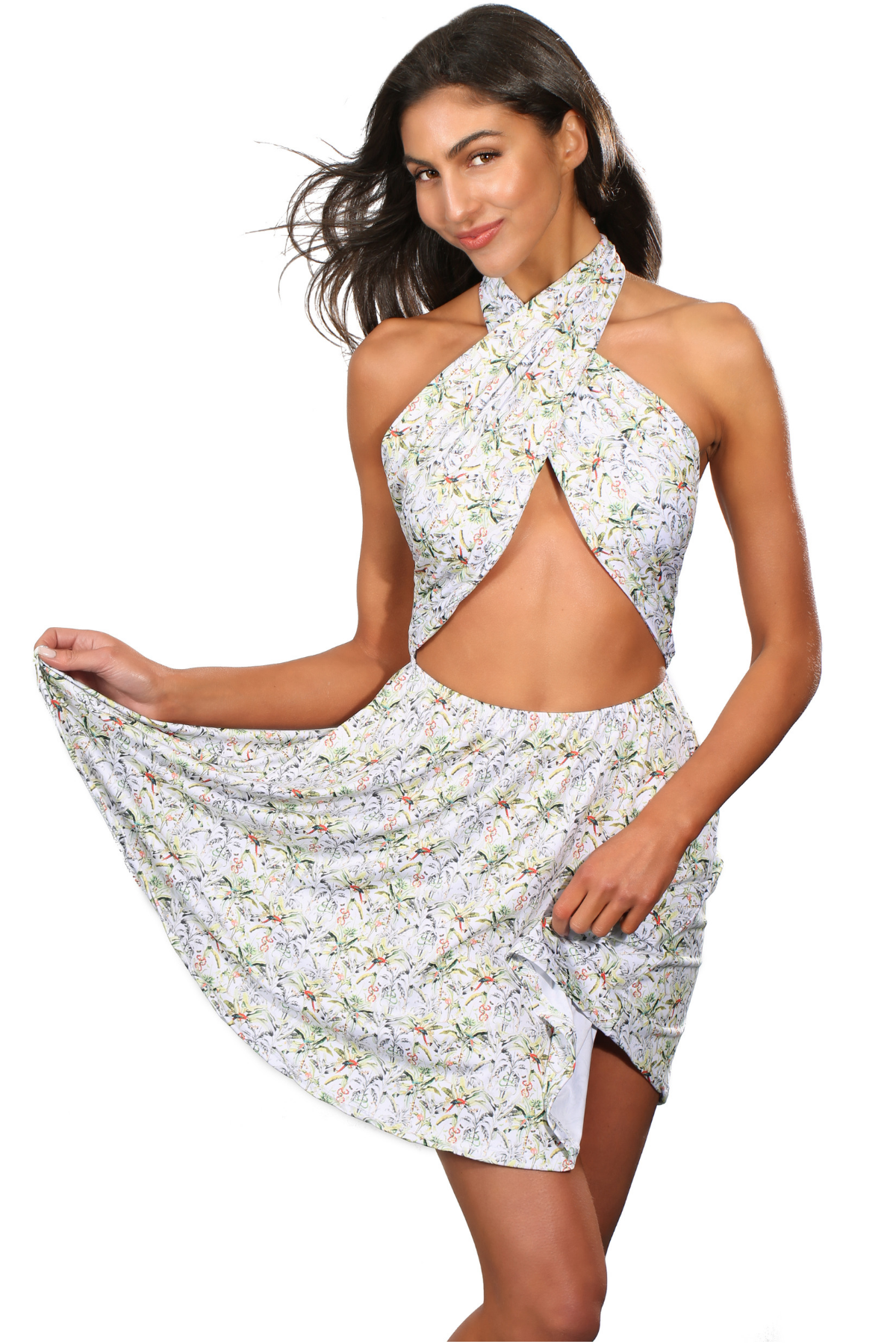 White Criss Cross Beachwear Dress Cover Up