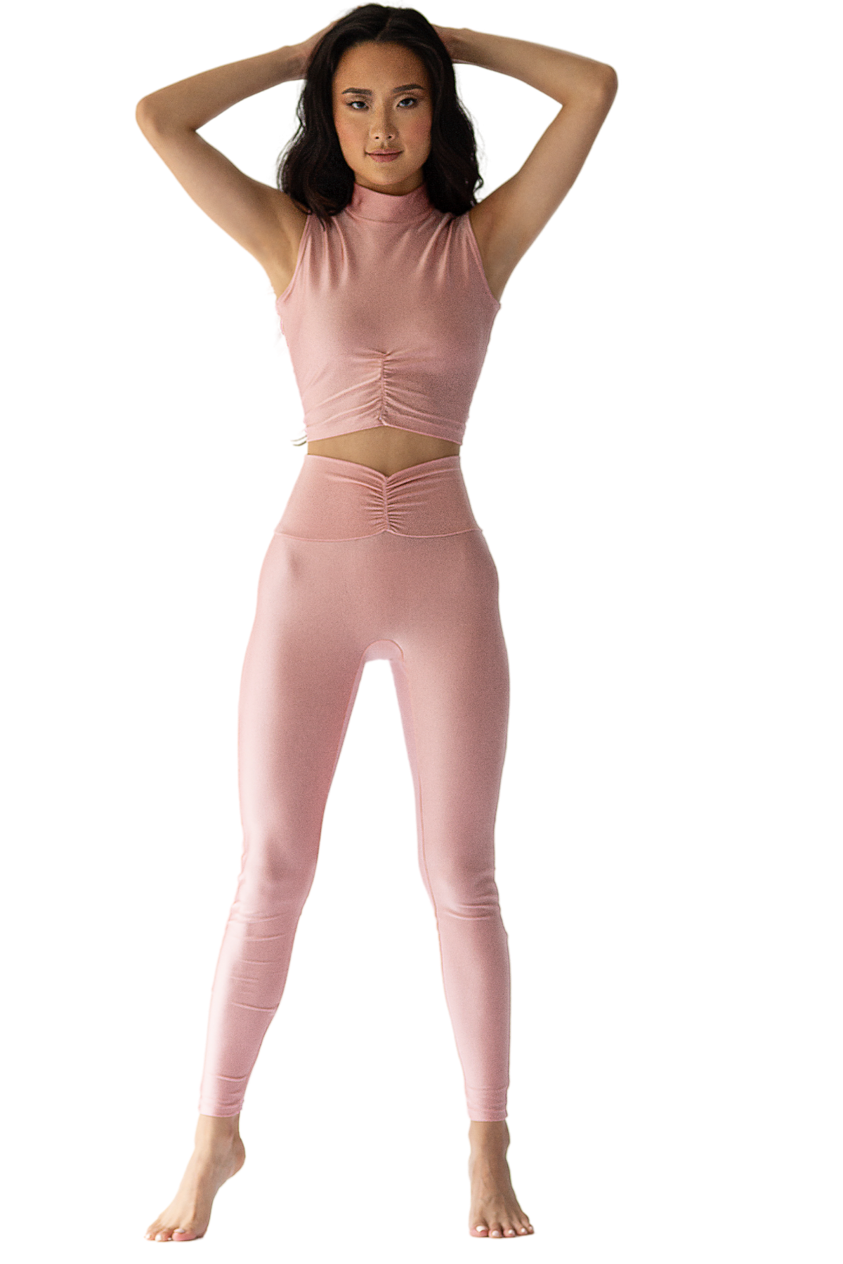 high waist long activewear legging v scrunch waistband