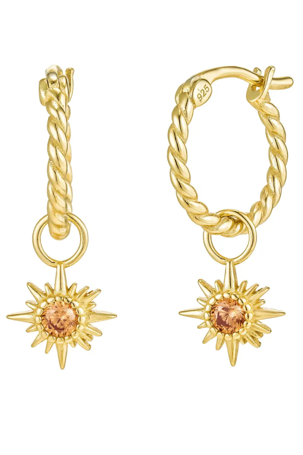 sun hoop earrings gold plated no tarnish sterling silver 