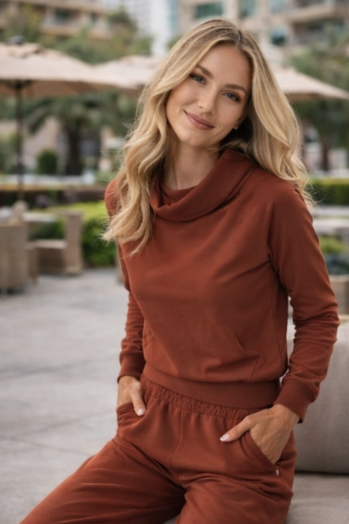 LUDI EXPRESSO Fleece  Pullover Mock Neck Sweatshirt