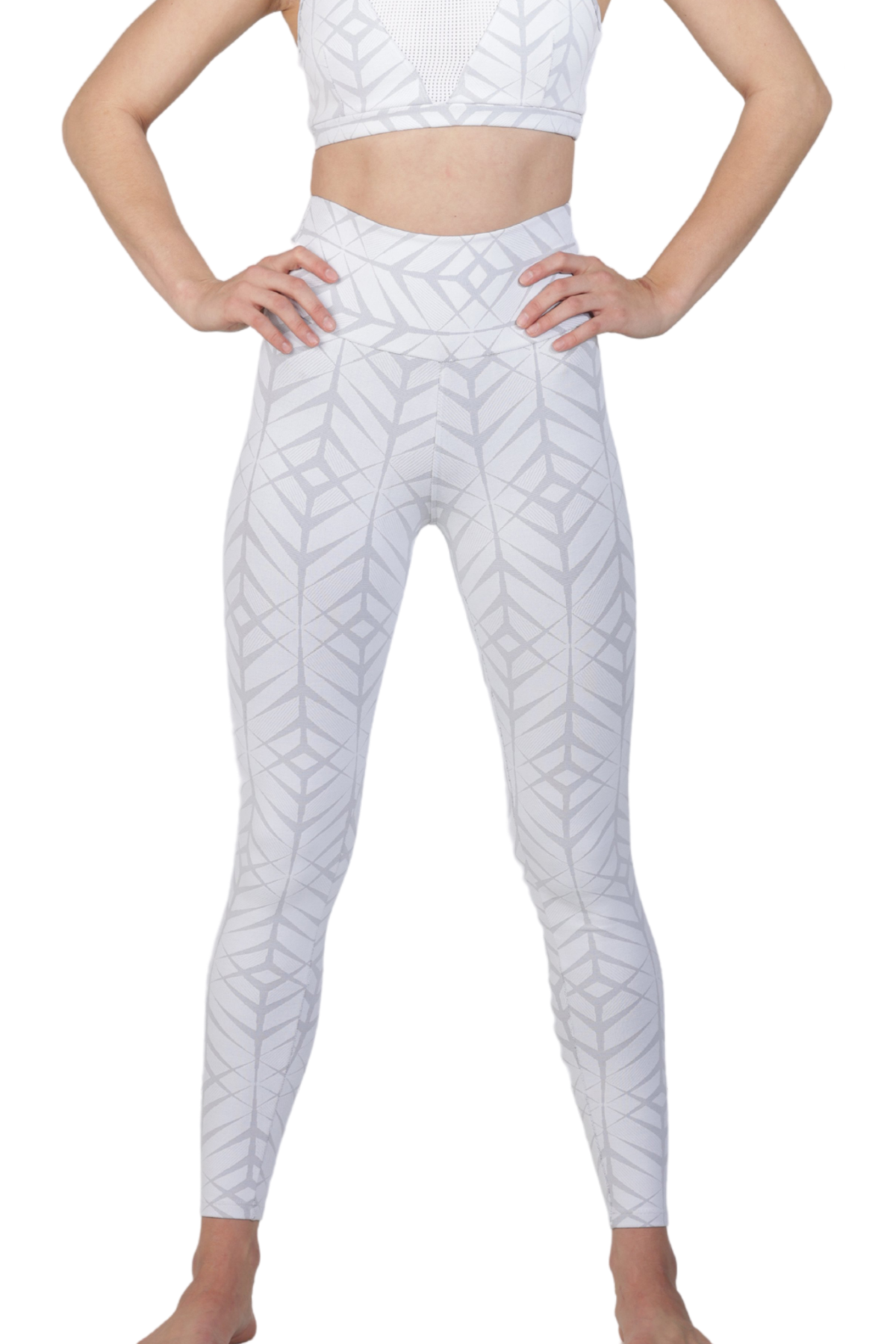 white jacquard high waist long legging activewear