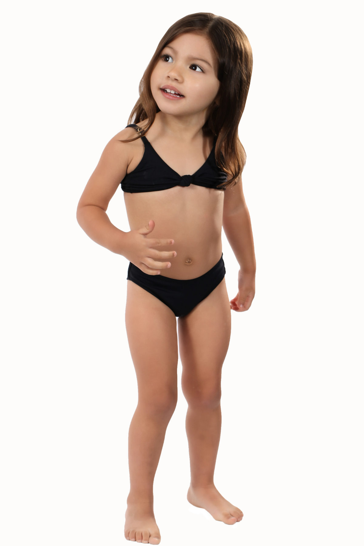 Black Triangle Bikini Top Kids Two-Piece Swimsuit