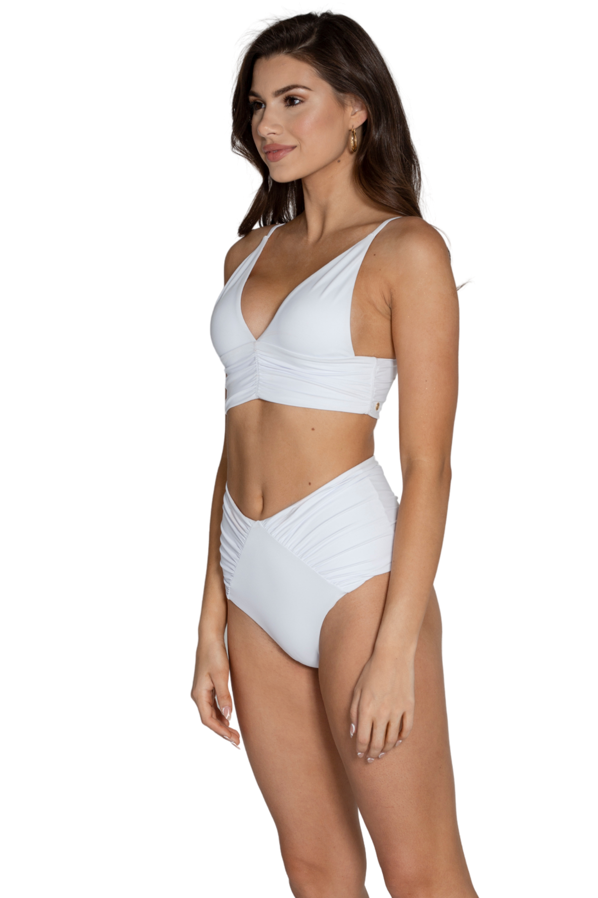 white supportive band  triangle bikini top. adjustable