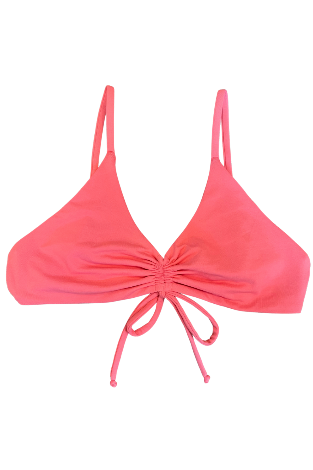 coral adjustable bikini top with drawstrings