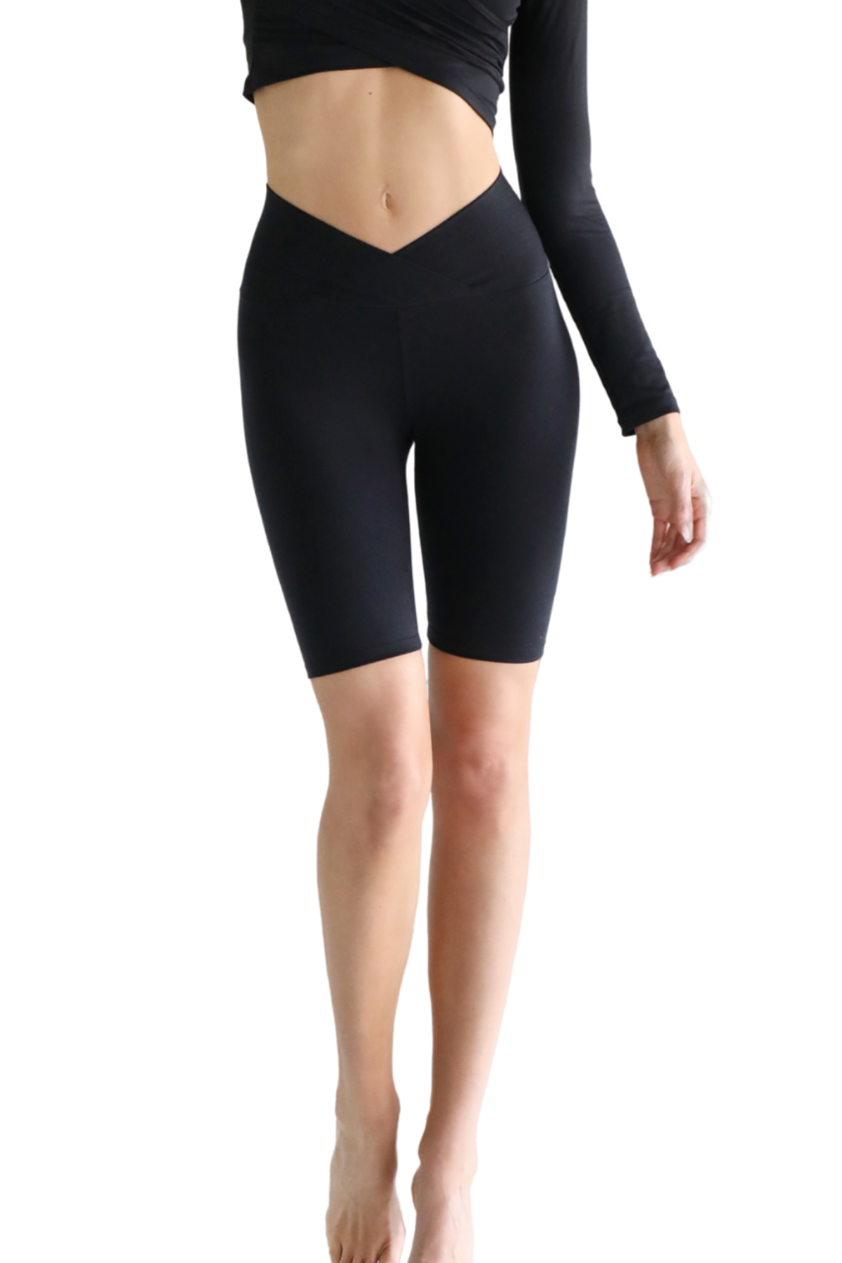 MATHILDE BLACK Activewear V Fold Long Shorts