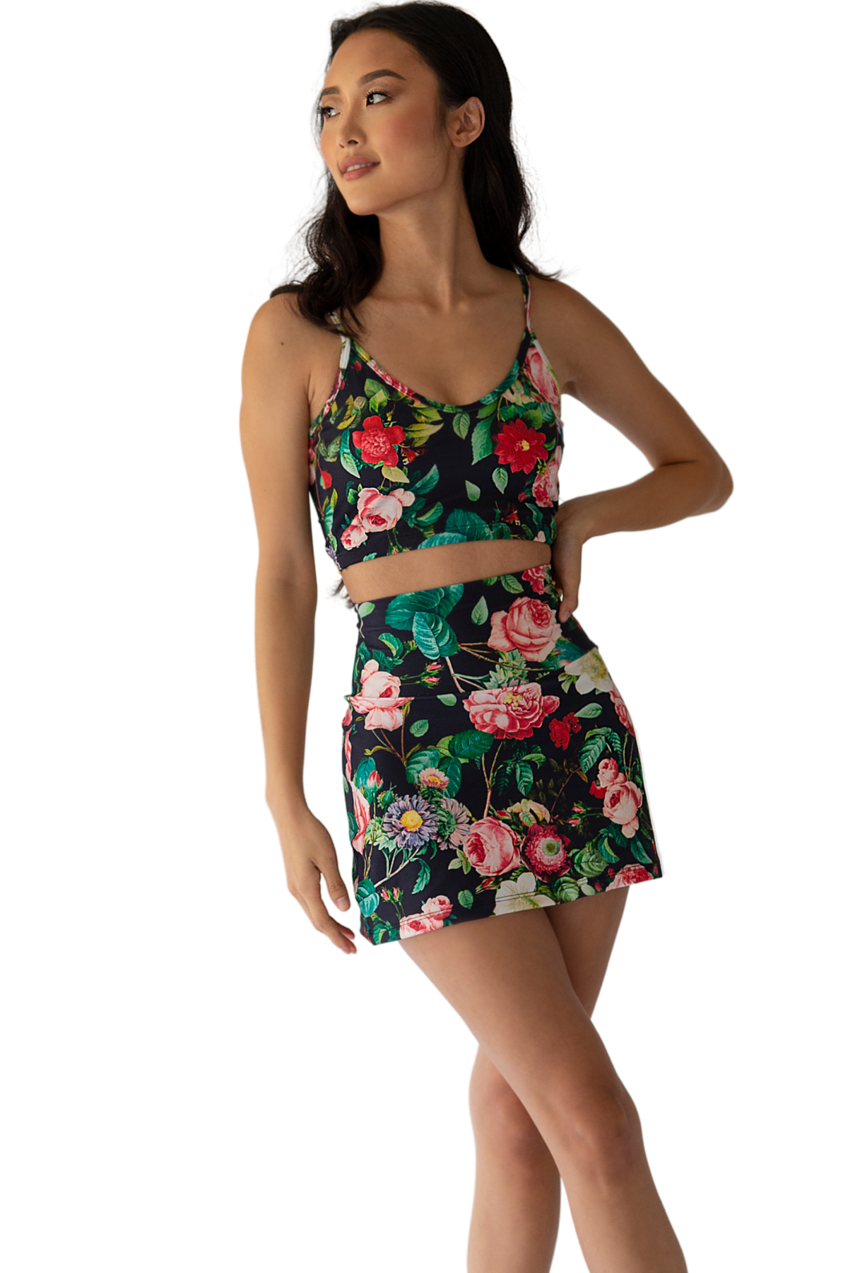 floral tennis high waist sports skort 